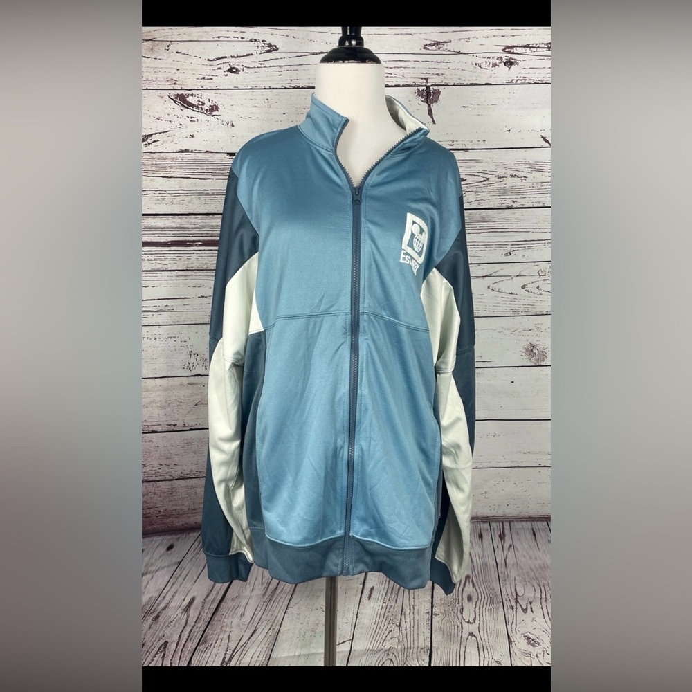 Disney Spirit Jersey Track Jacket Blue White‎ Full Zip Walt Disney World Large